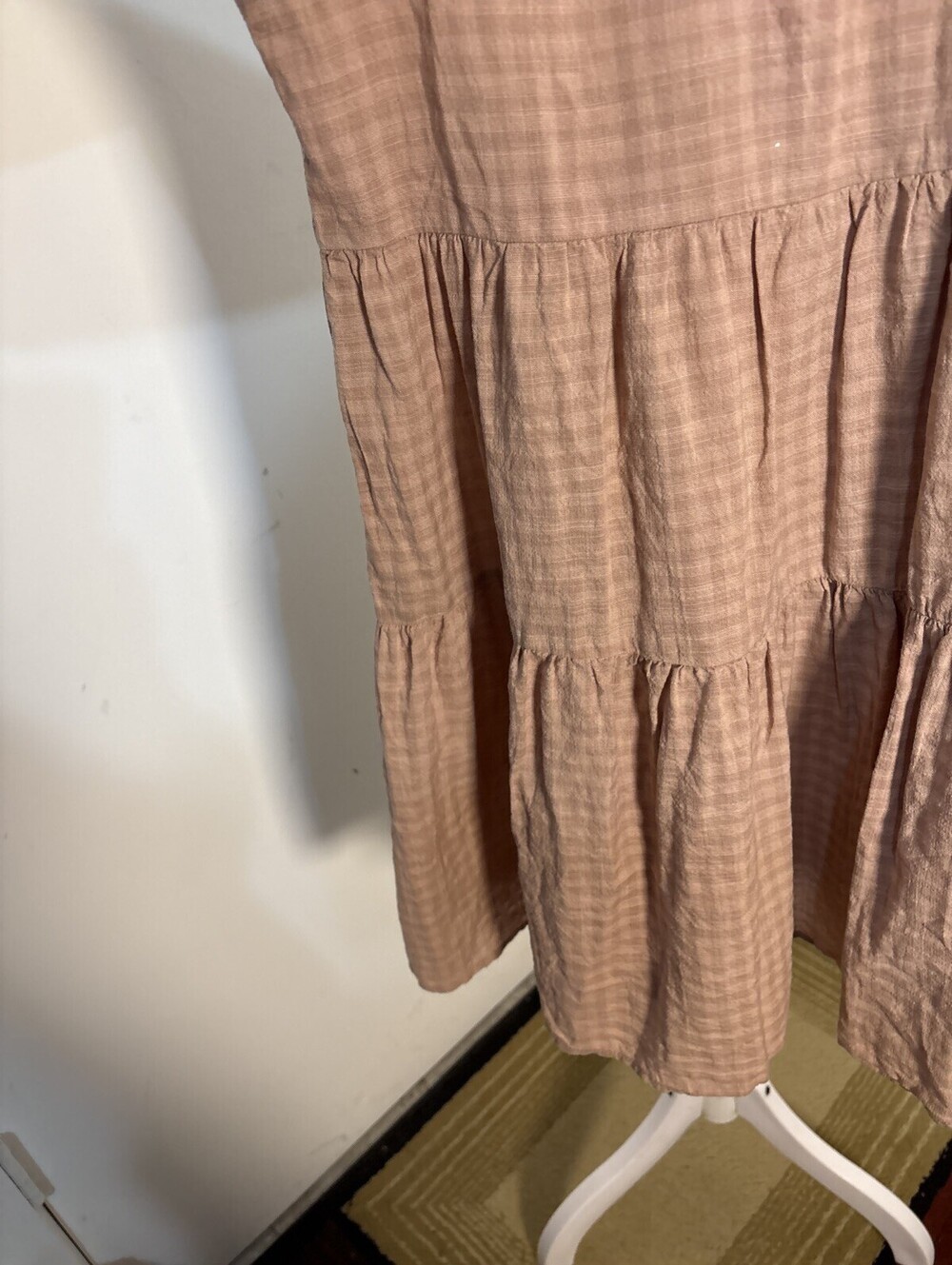 Pedal & Pup brown gingham babydoll tiered mini dress Sz 6 Cottage Tiered - Picture 6 of 9